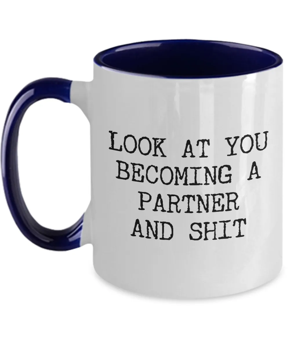 Becoming A partner Mug Two-Tone Coffee Cup Funny Gift
