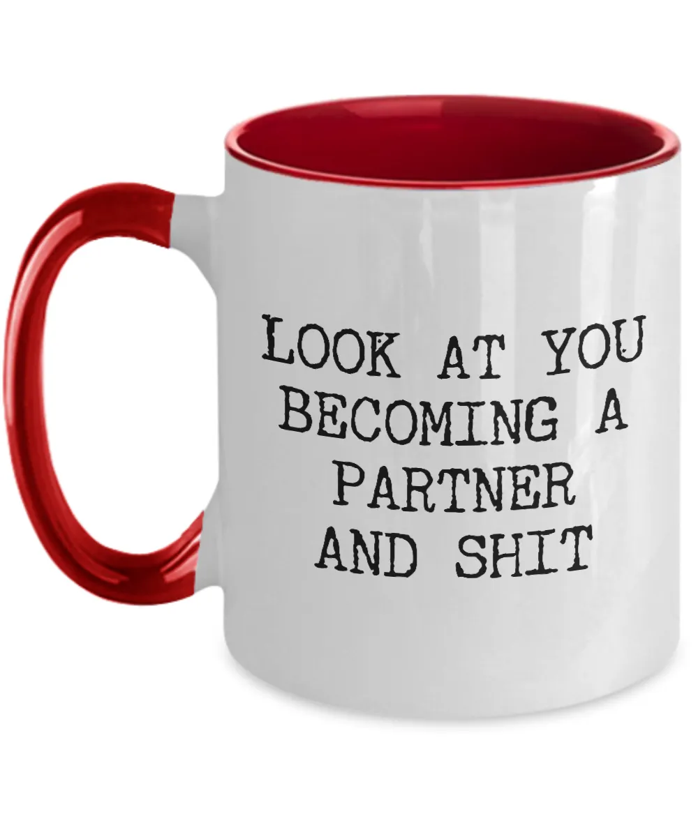 Becoming A partner Mug Two-Tone Coffee Cup Funny Gift