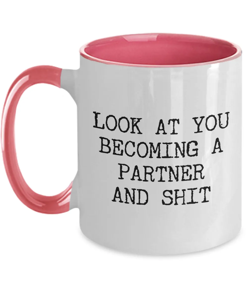 Becoming A partner Mug Two-Tone Coffee Cup Funny Gift
