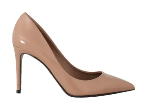 Beige Leather Stiletto Heels Pumps