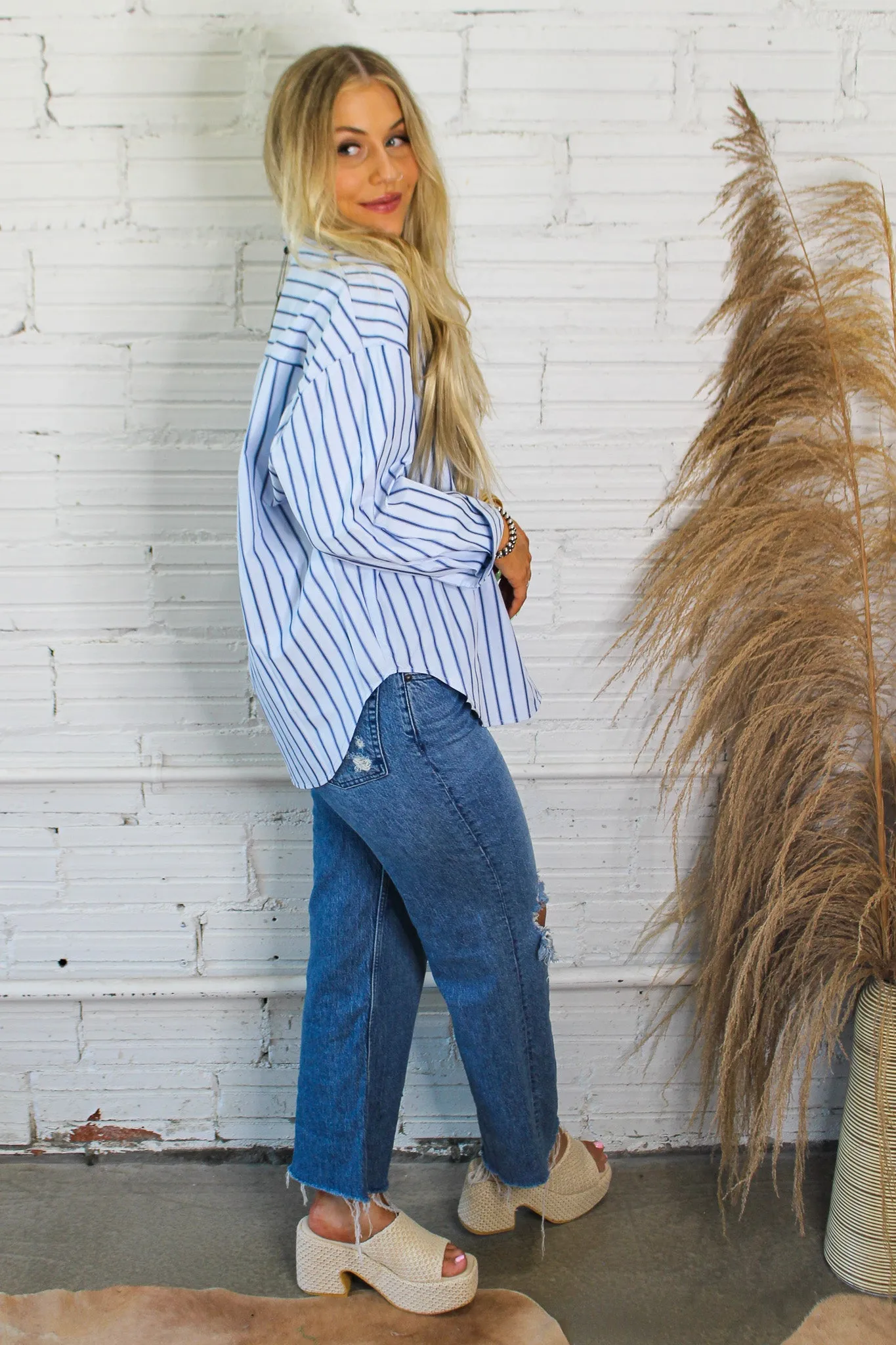 Bejeweled Button Down - Blue