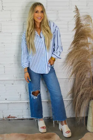 Bejeweled Button Down - Blue
