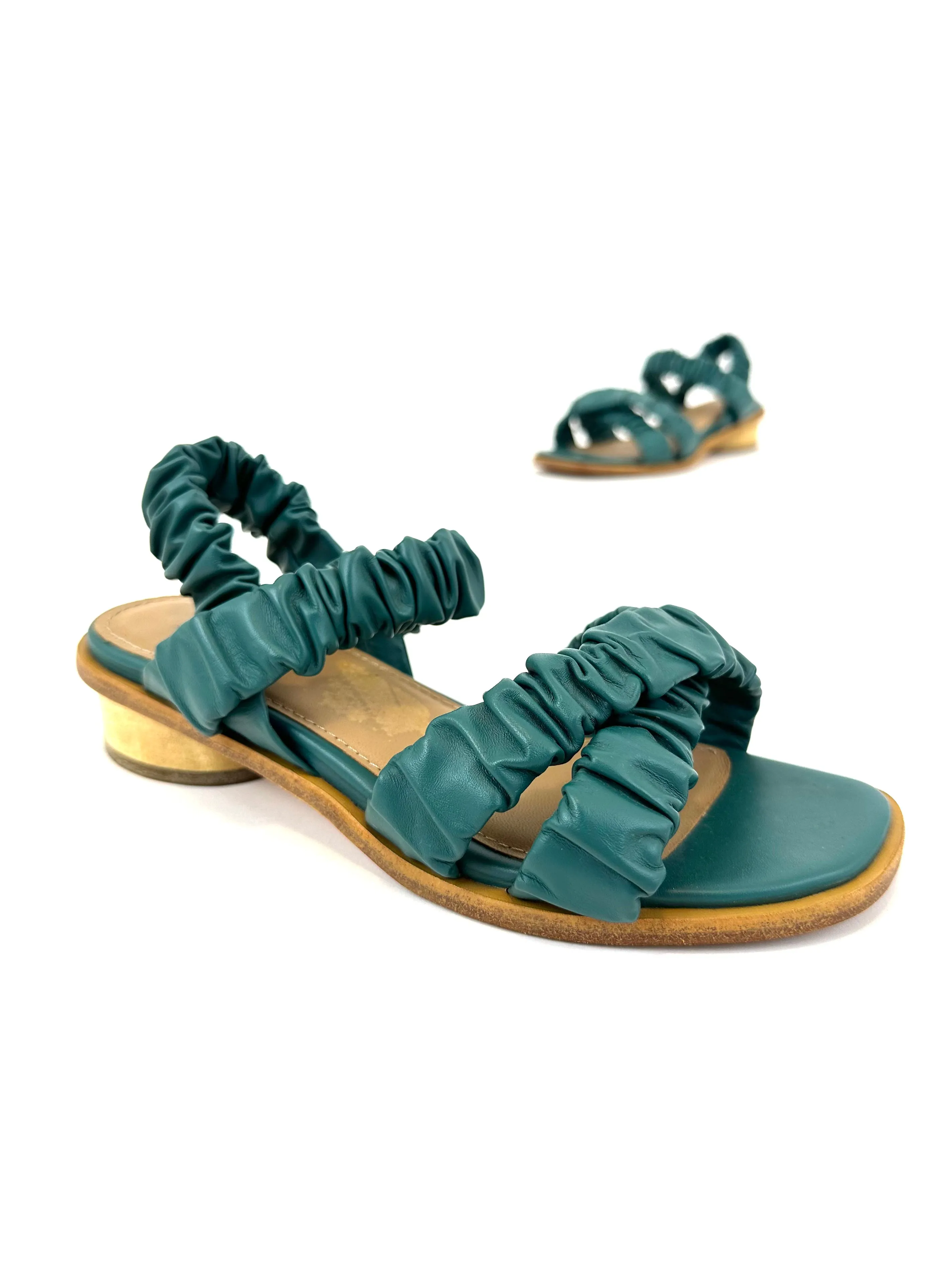 Beklina Leather Gathered Sandals