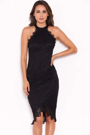 Black Halter Neck Midi Dress
