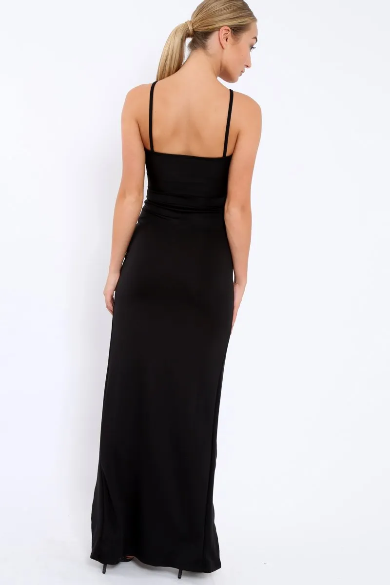 Black Lace Up Front Front Dress - Kailani