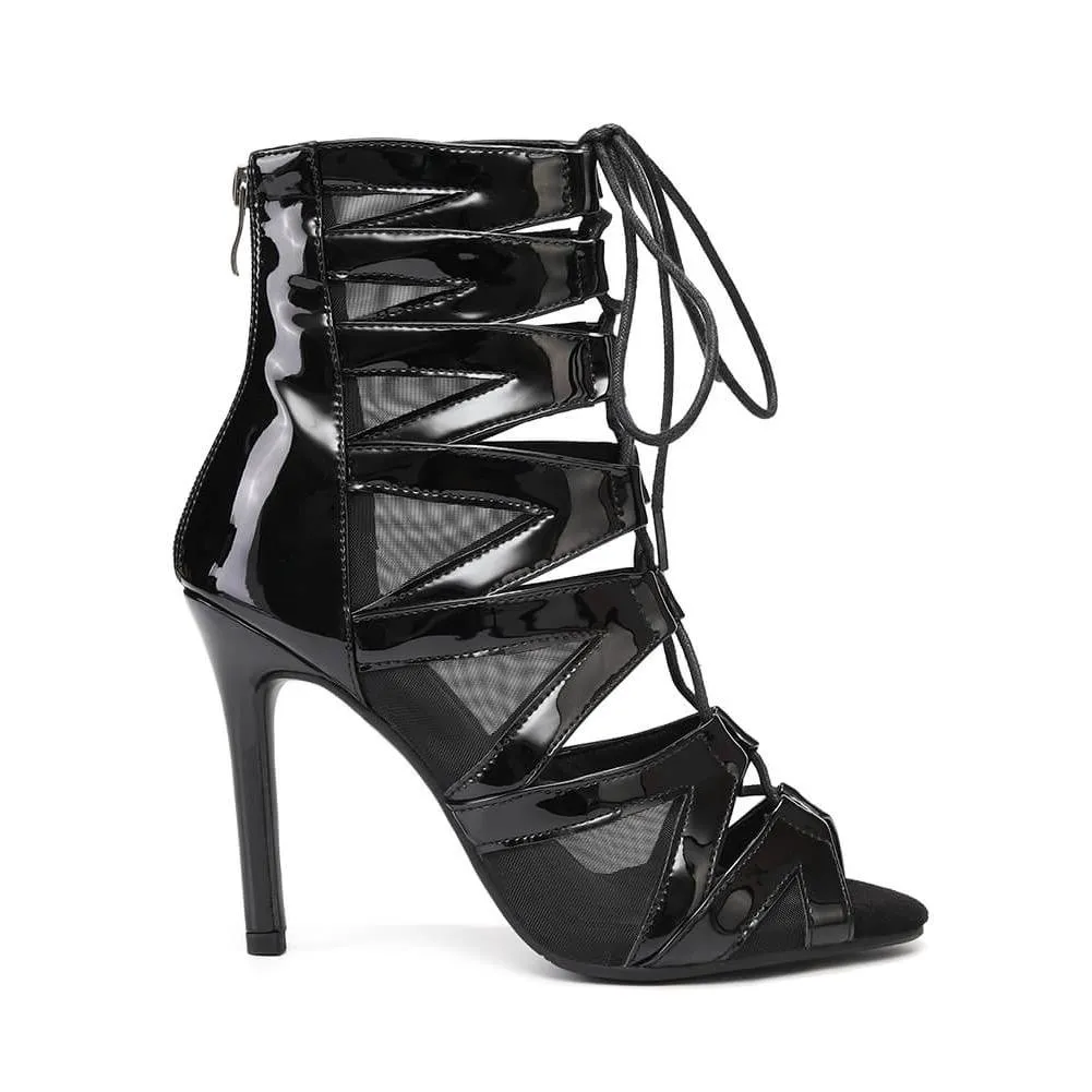 Black Lace-up Latin Jazz Dance High Heels