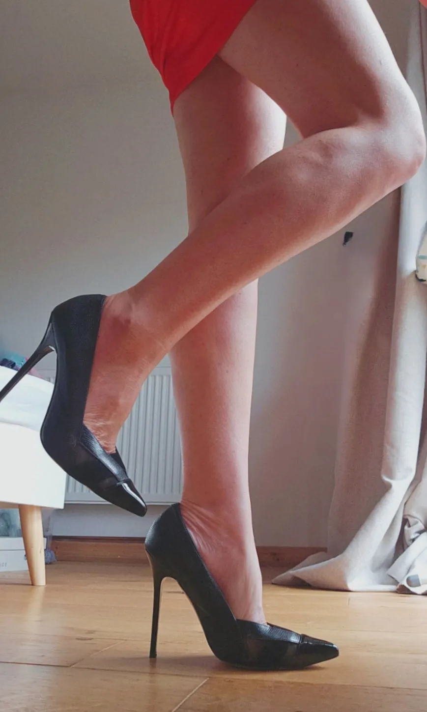 Black Patent and textured Well Worn Heels / UK5