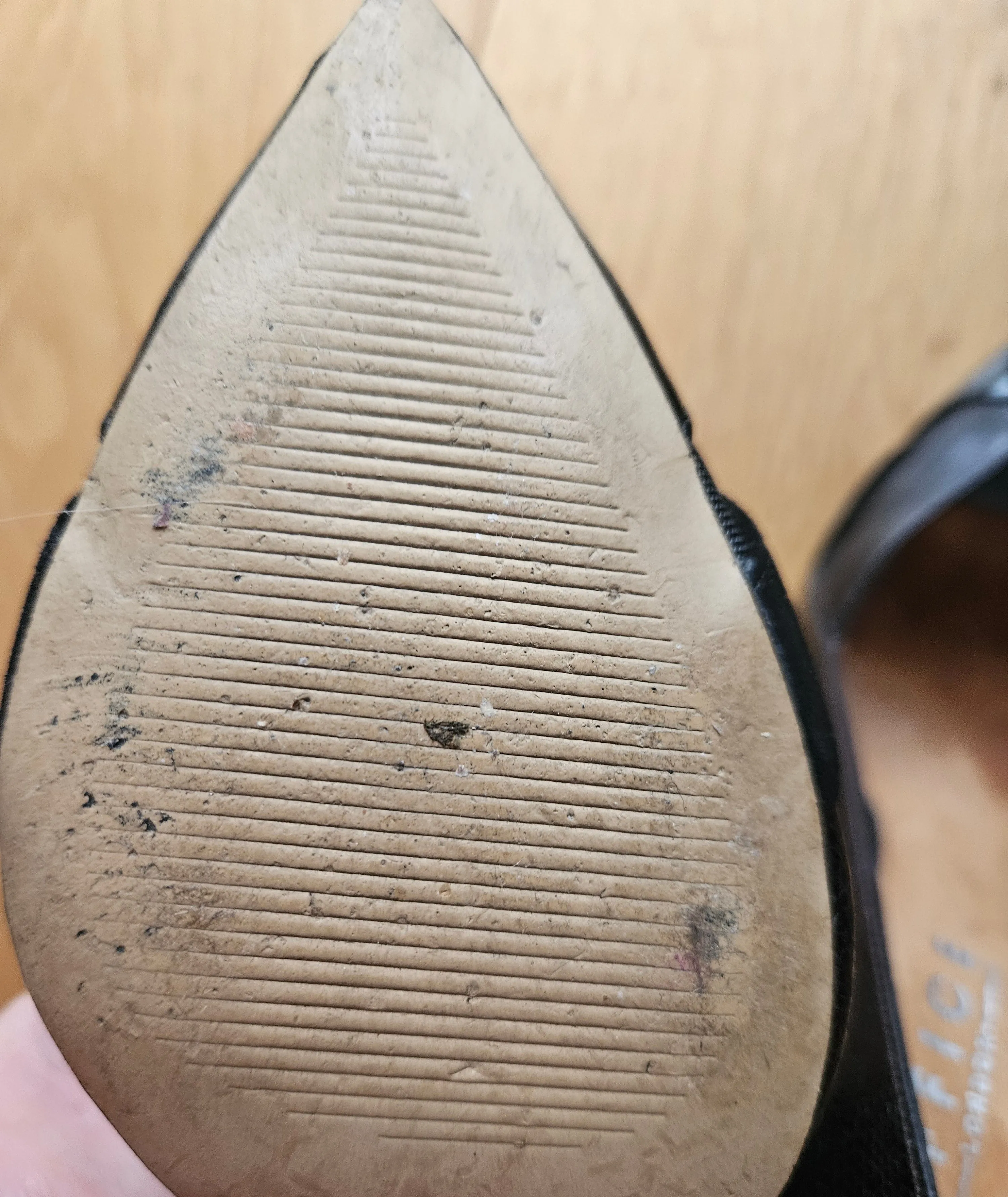 Black Patent and textured Well Worn Heels / UK5