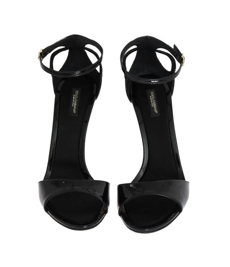Black Patent Leather Satin Heels Pumps