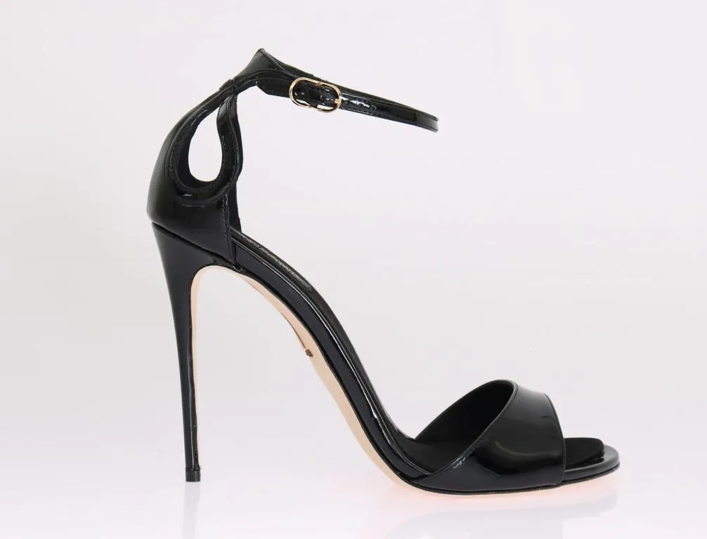 Black Patent Leather Satin Heels Pumps