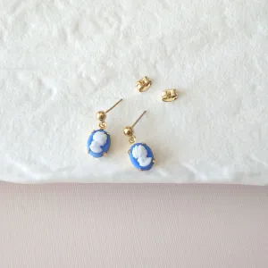 Boucles sur tige camées en bleu (sd1543)