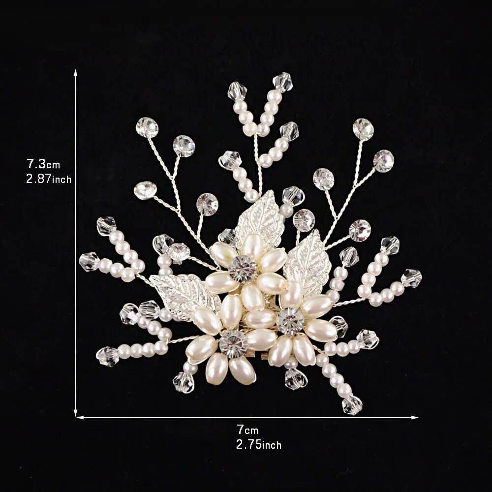 Bridal Pearls and Crystals 2 PC Shoe Clip Set, Wedding Slipper Flower Clip on. Brides Sandal Shoe Clips