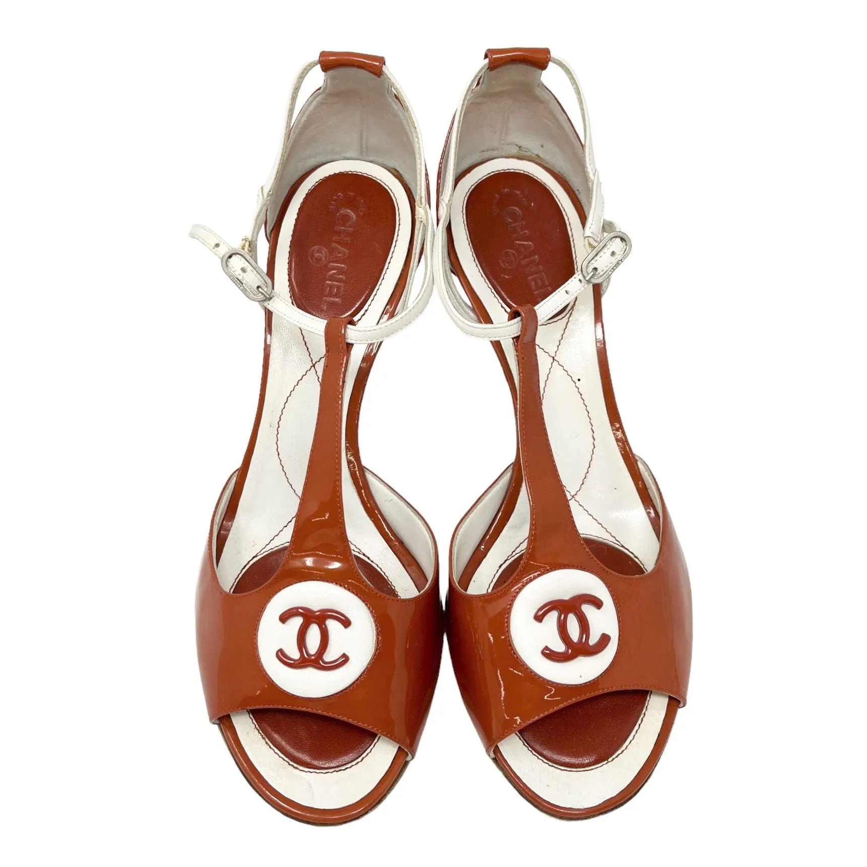 Chanel Orange Logo Heels