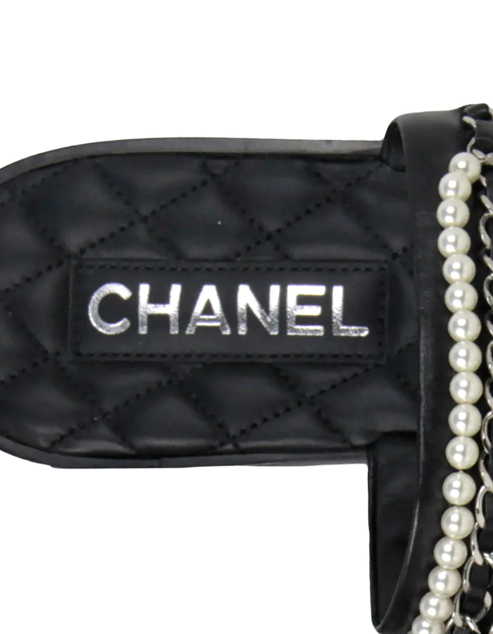 Chanel Pearl and Leather Laced Chain Sandals sz 39C