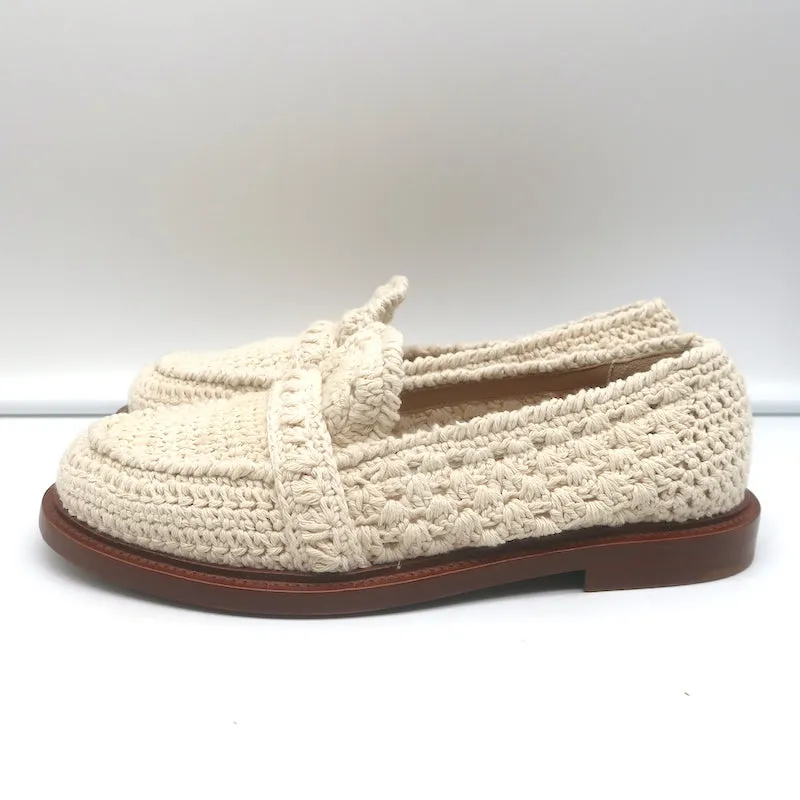 Chloe Kalya Crochet Loafers Ivory Size 38 Slip-On Flats NEW