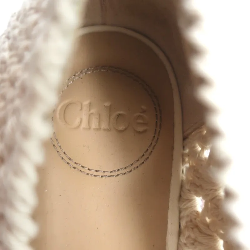 Chloe Kalya Crochet Loafers Ivory Size 38 Slip-On Flats NEW