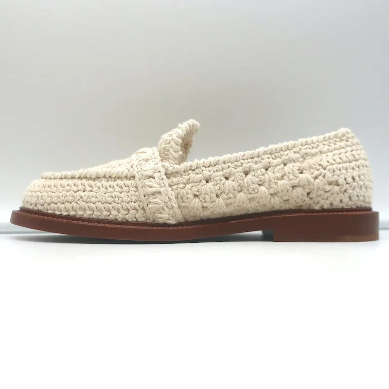 Chloe Kalya Crochet Loafers Ivory Size 38 Slip-On Flats NEW
