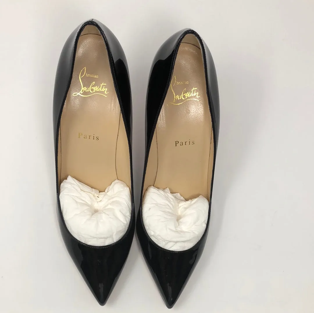 Christian Louboutin Black Patent Leather Pointed Toe 85 Heel