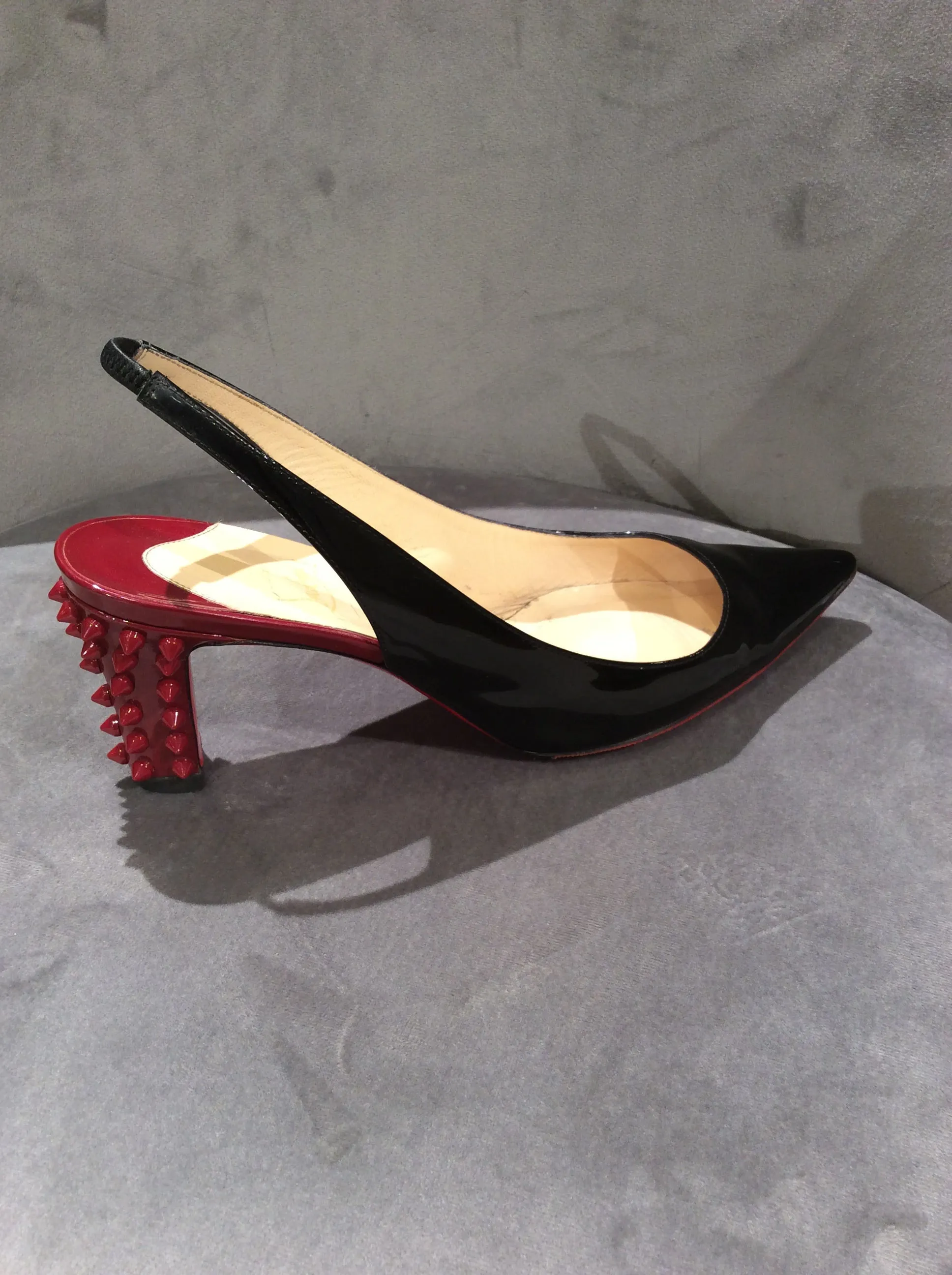 Christian Louboutin Lemer Pont 70 Black Patent/Rouge Red Leather Pumps Size 9/39