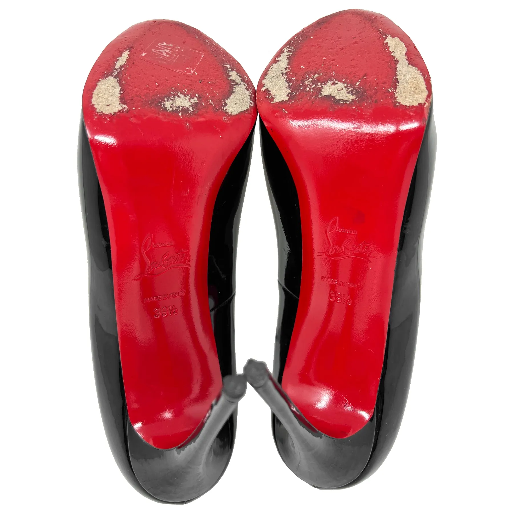 Christian Louboutin New Very Prive Black Patent Peep Toe Pumps Size EU 39.5