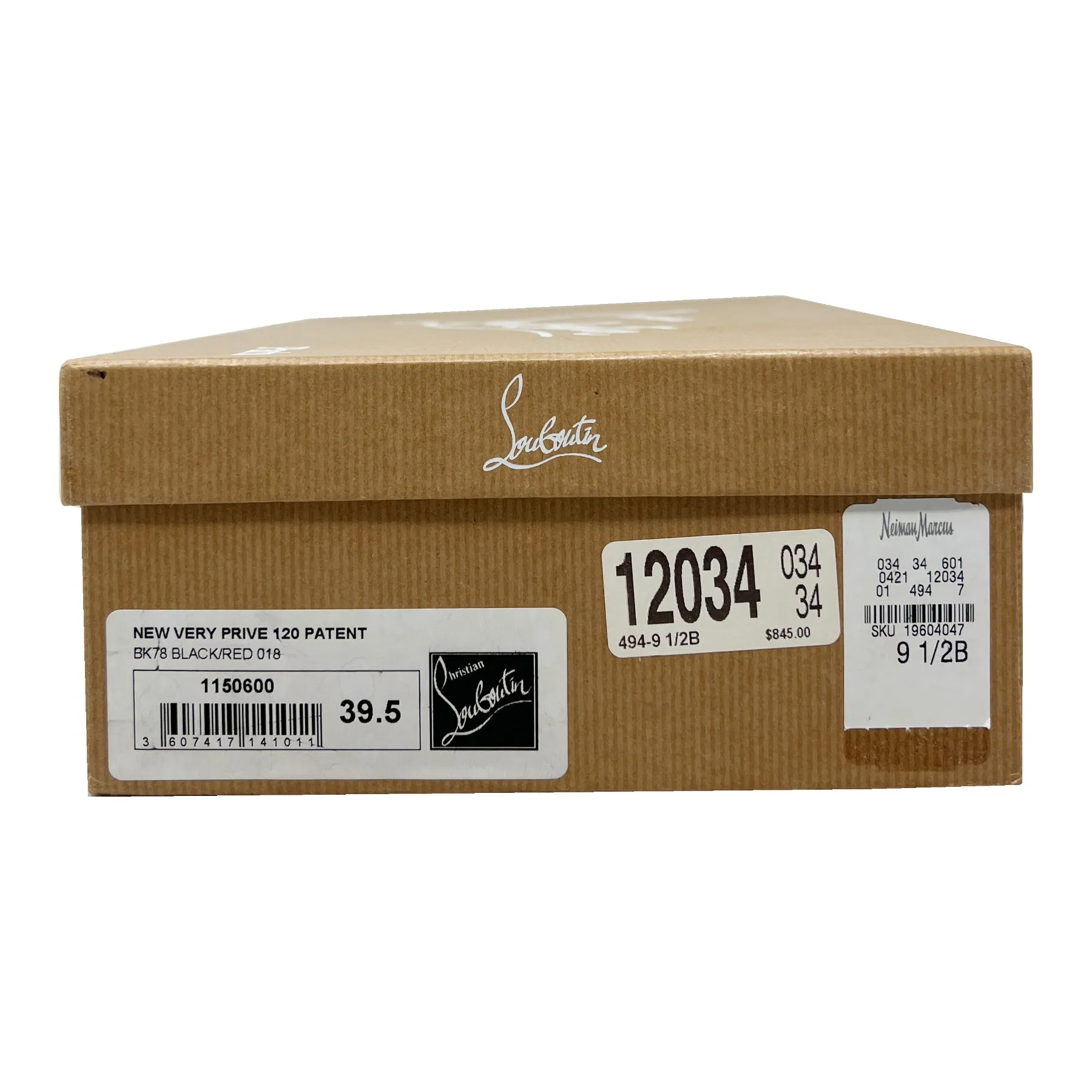 Christian Louboutin New Very Prive Black Patent Peep Toe Pumps Size EU 39.5