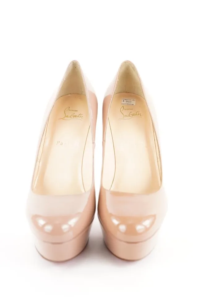 Christian Louboutin Size 39.5 Nude Bianca 120 Patent Calf Heels 4CL928