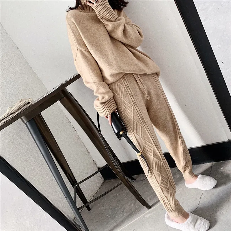 CityKnit Warm Cable Knit Pants Womens