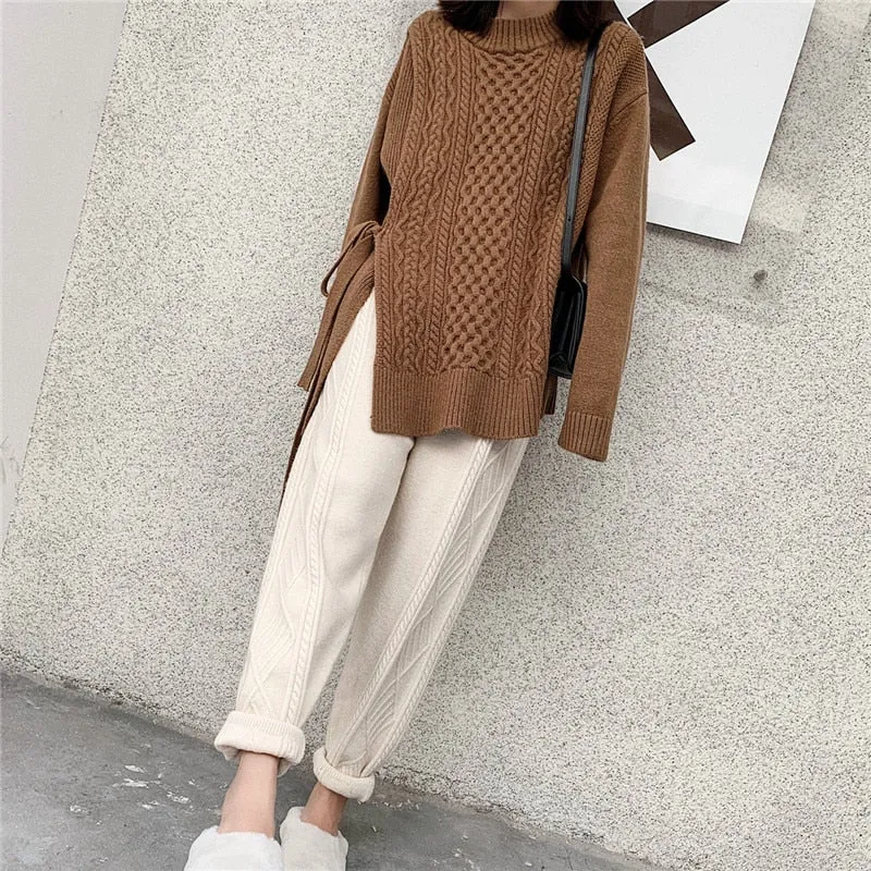 CityKnit Warm Cable Knit Pants Womens