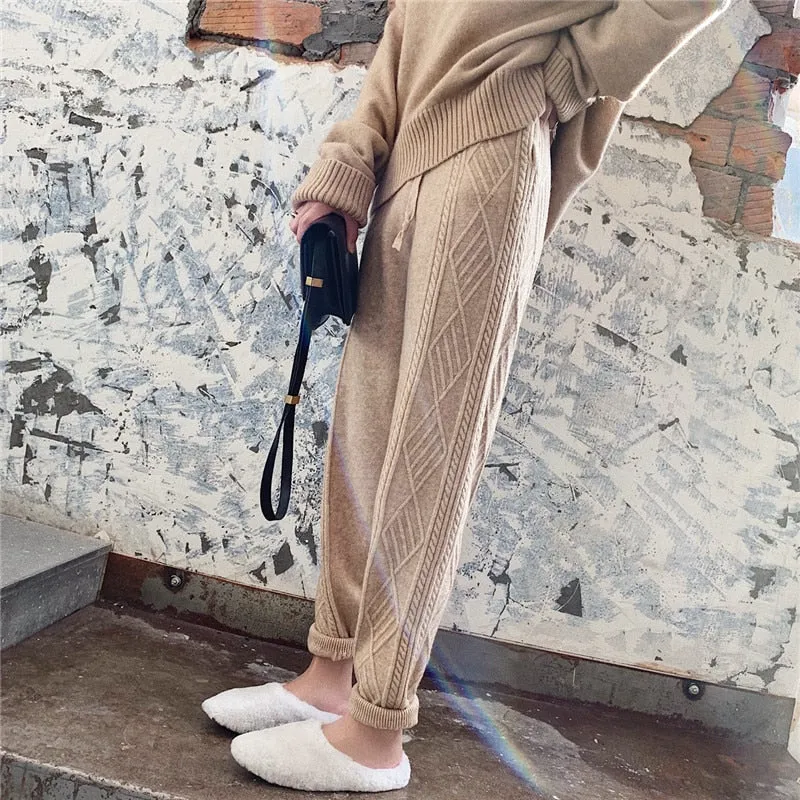 CityKnit Warm Cable Knit Pants Womens