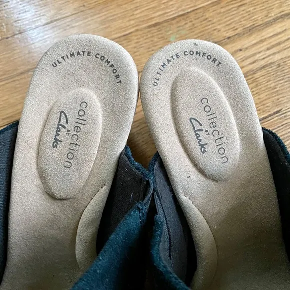 Clarks Two-Tone Lafley Wave Leather Black Wedge Size 9.5