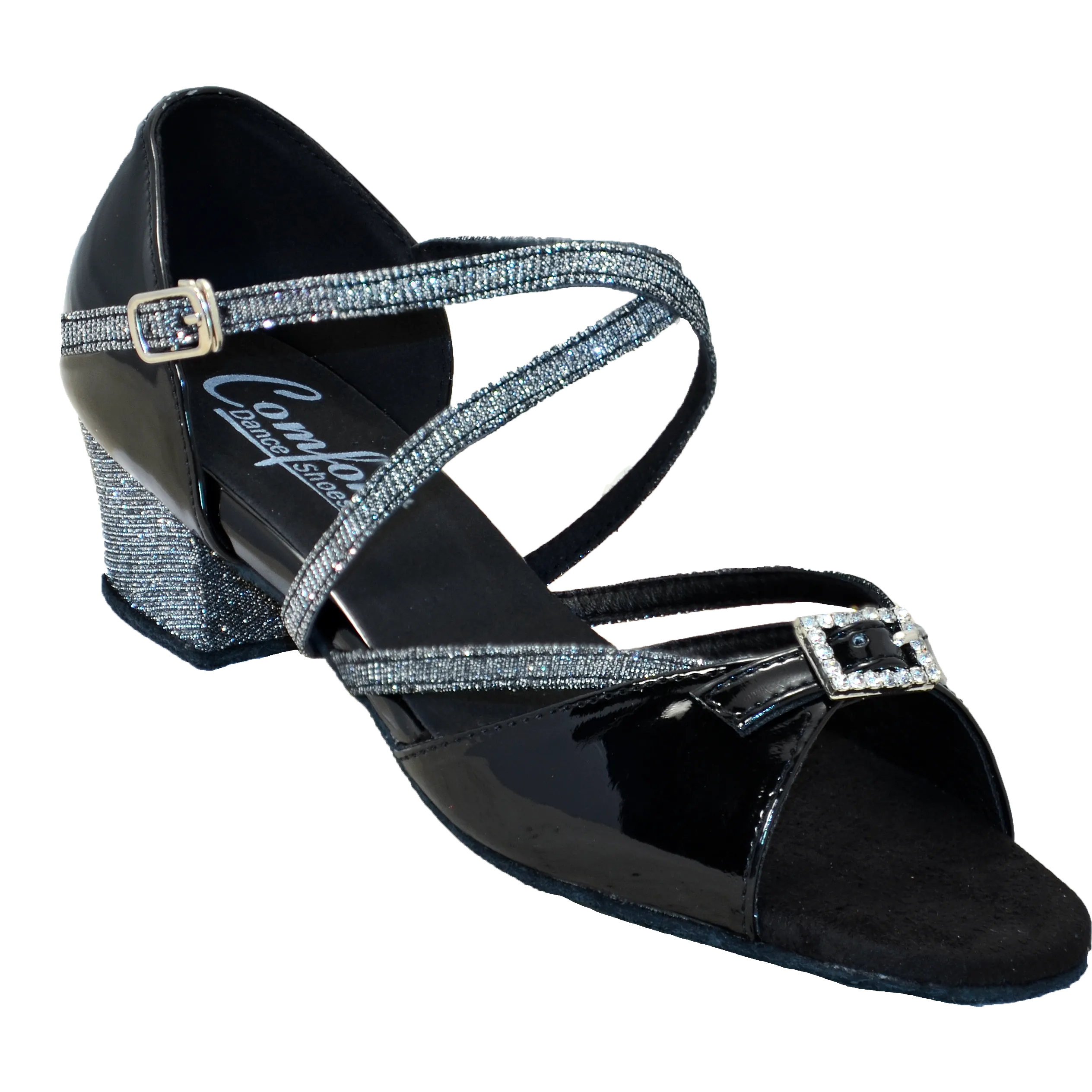 Comfort Single Buckle - Black Patent / Graphite