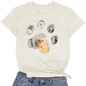 CORIRESHA Women's Cat Lovers Top Crewneck Short Sleeves Casual Loose Dog Paw T-Shirts