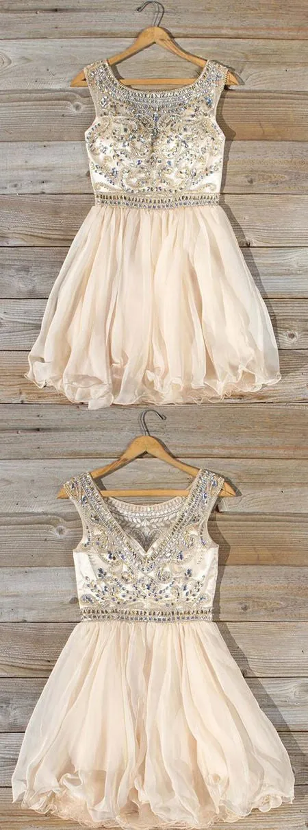 Cute Chiffon A Line Sleeveless Homecoming Dress With Beading,Short Prom Dresses OK338