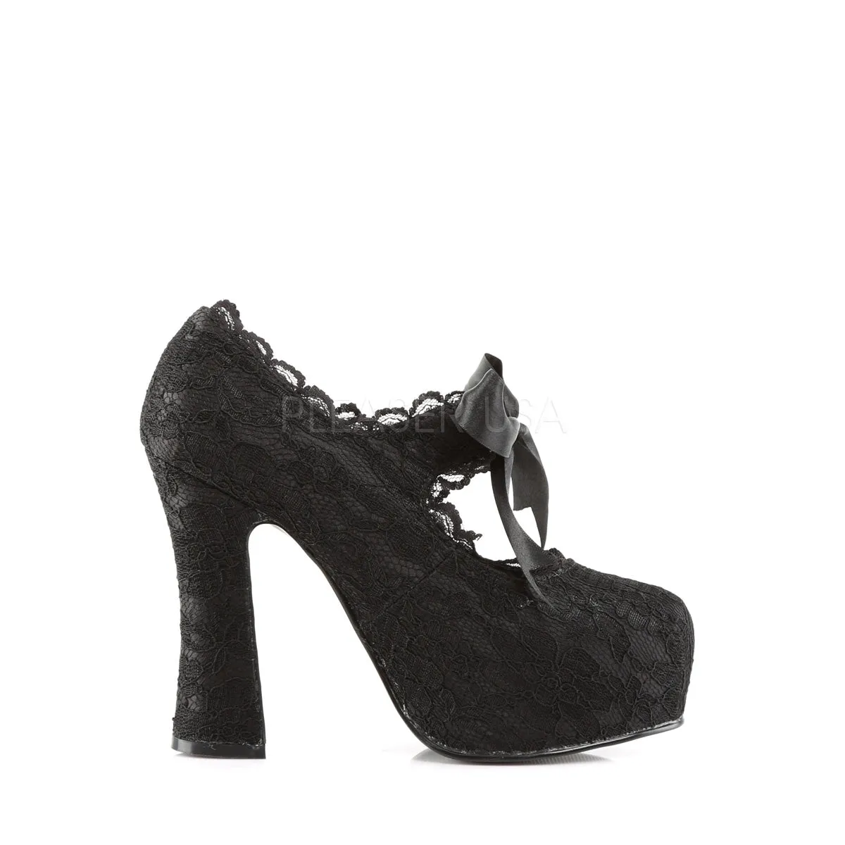 DEMON-11  Black Satin-Black Lace