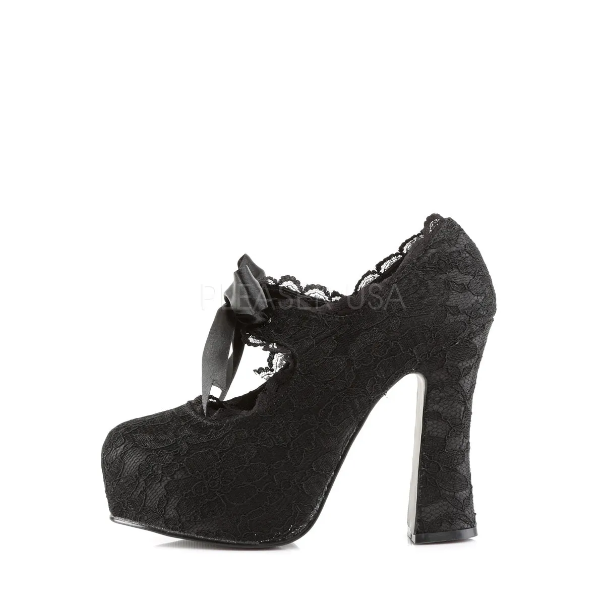 DEMON-11  Black Satin-Black Lace