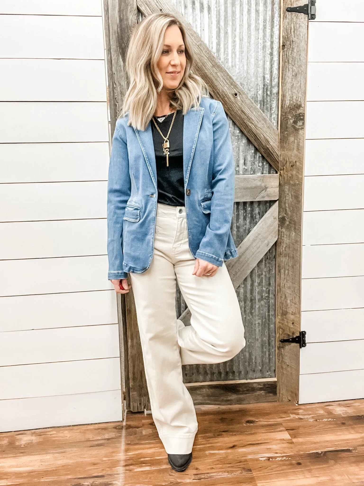 Denim Sculpted Blazer