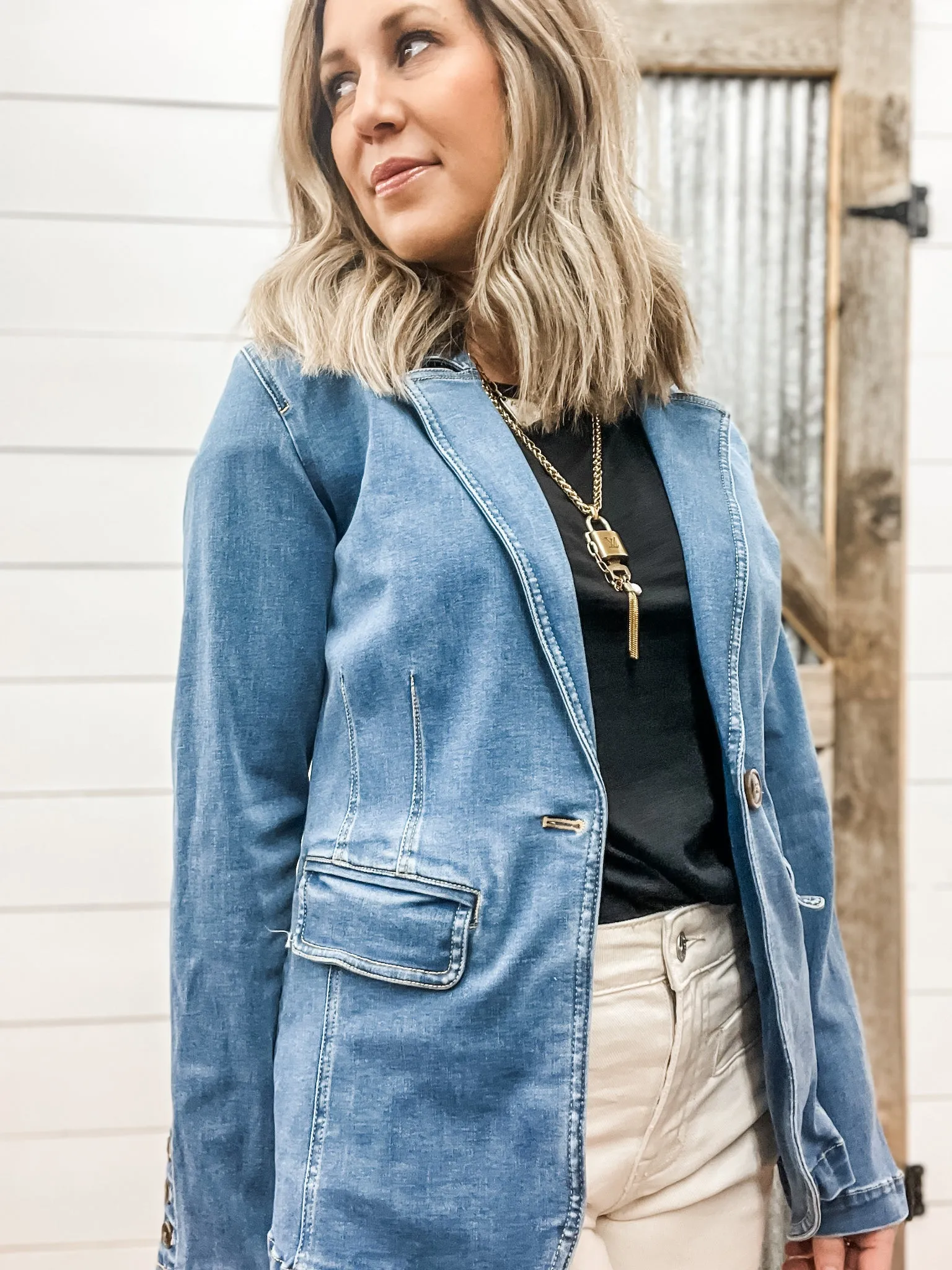 Denim Sculpted Blazer