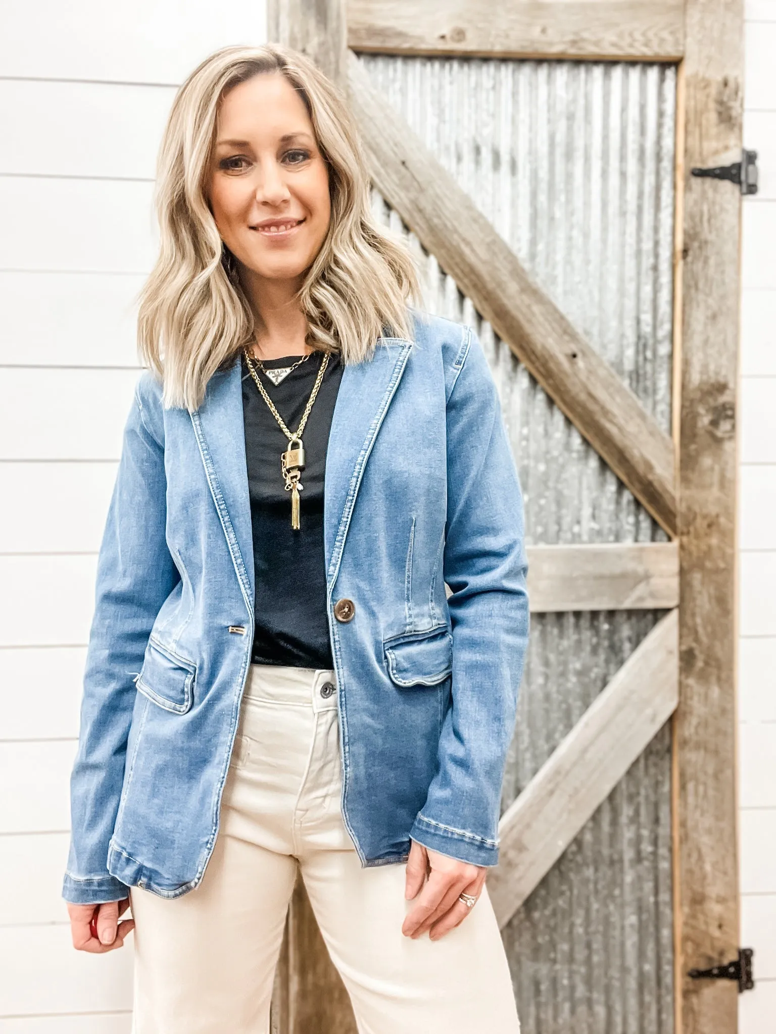Denim Sculpted Blazer