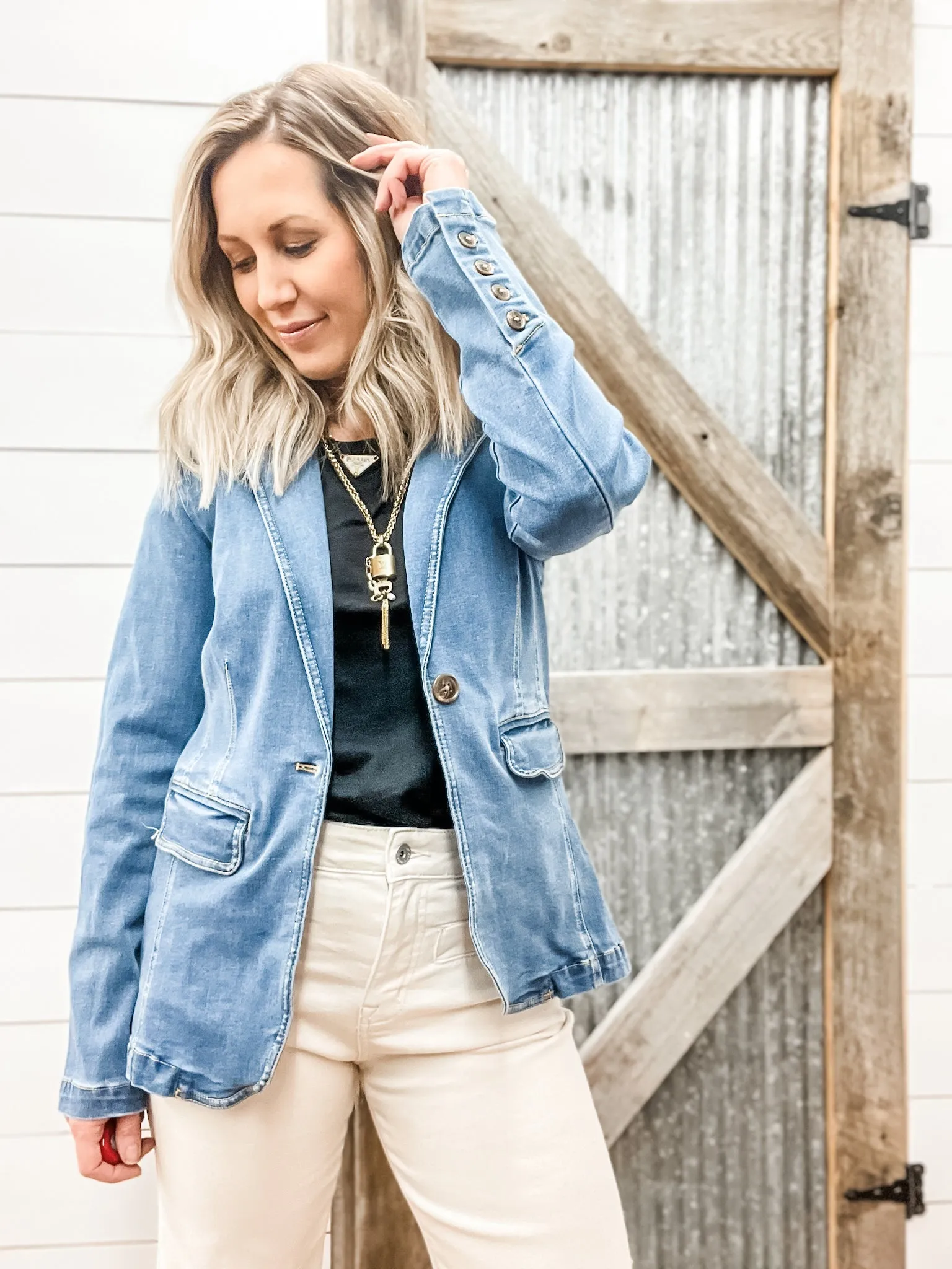 Denim Sculpted Blazer