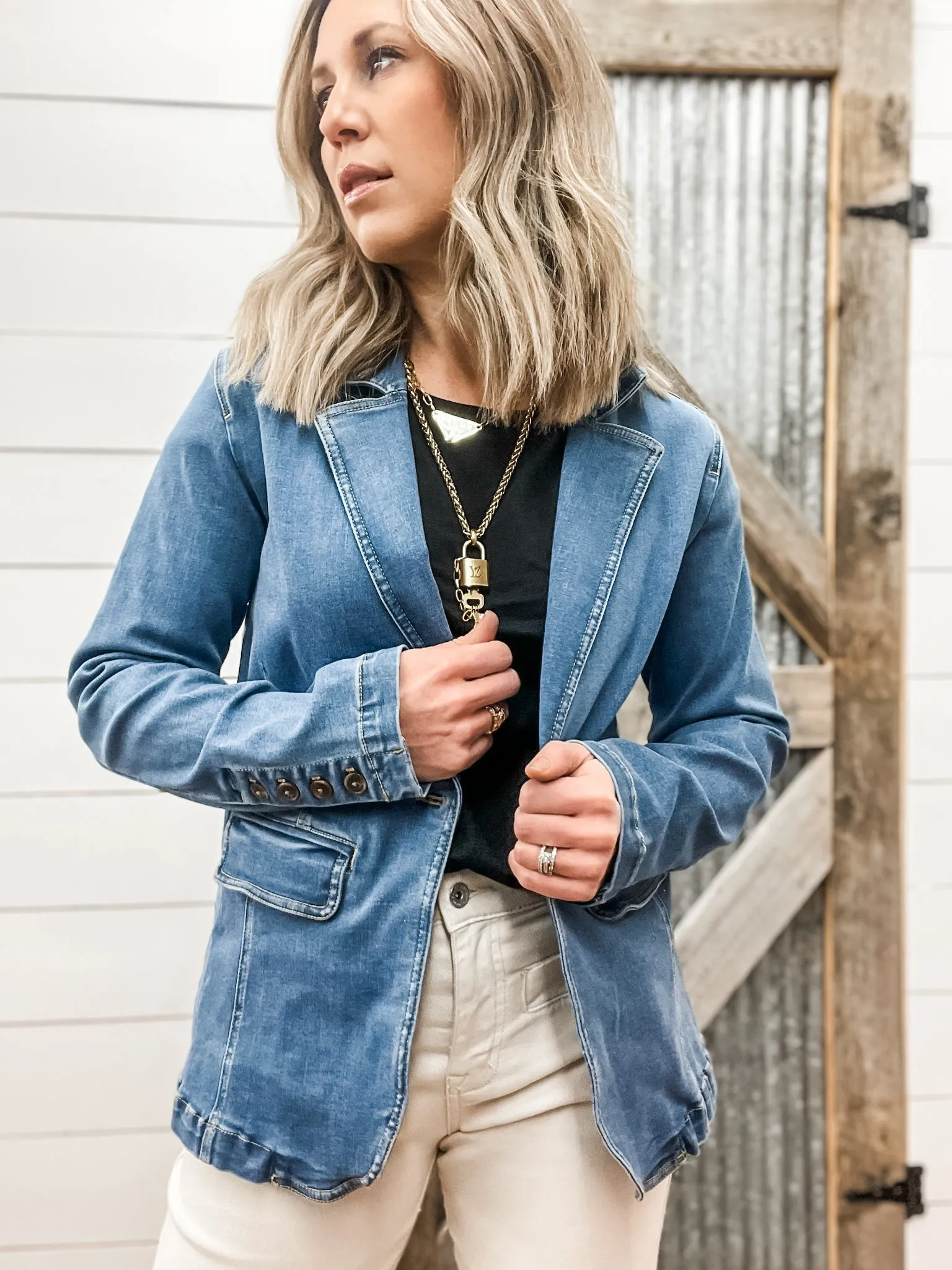 Denim Sculpted Blazer