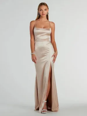 Dolly gold jewelled strap up ball dress Express NZ wide