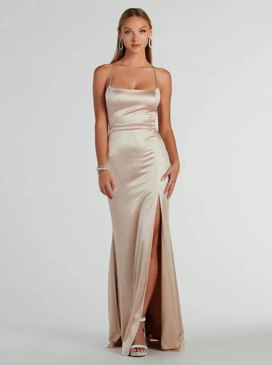 Dolly gold jewelled strap up ball dress Express NZ wide