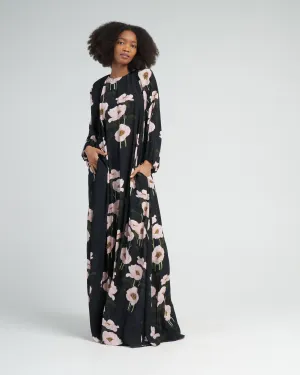 dress frida - big peonies black