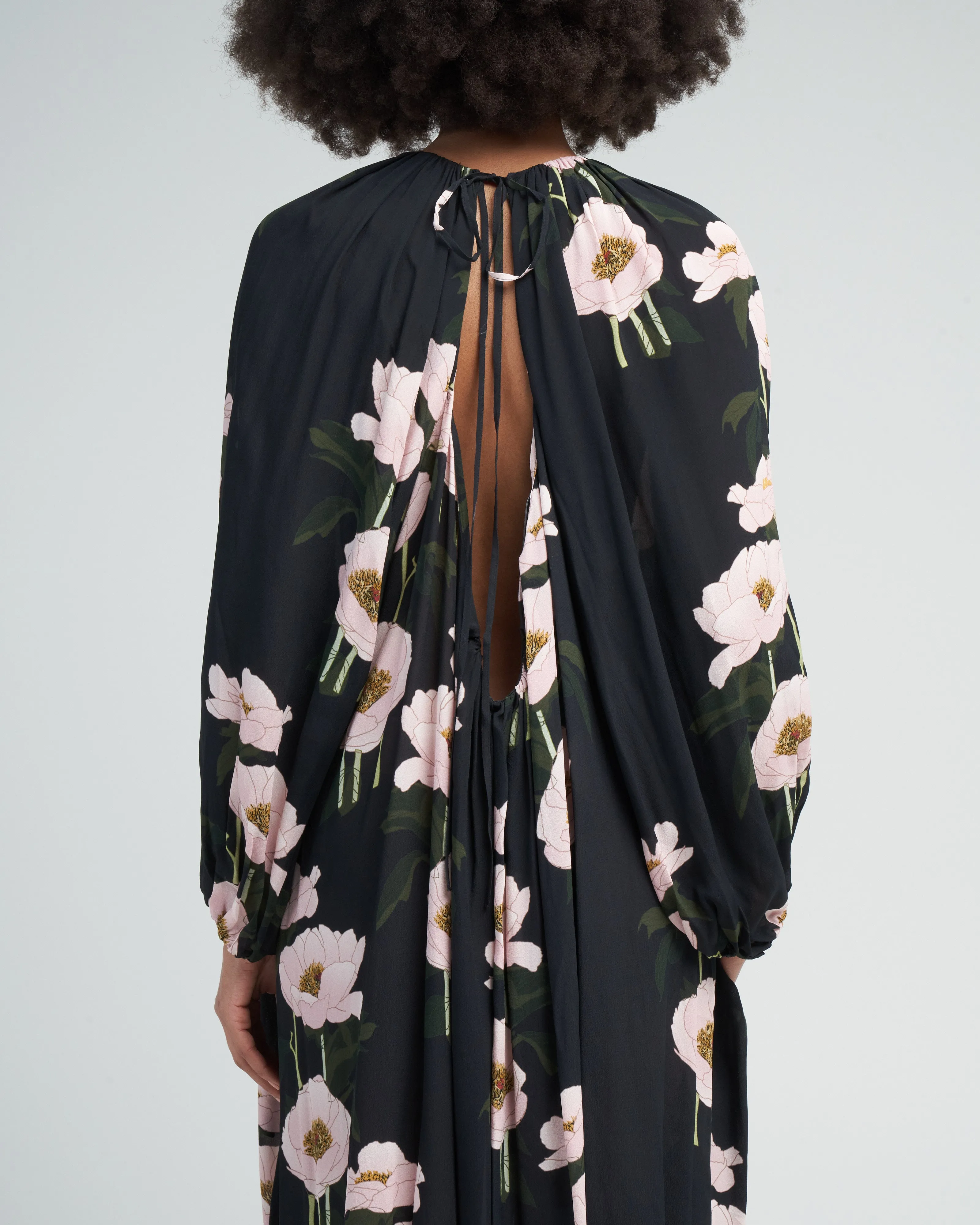 dress frida - big peonies black