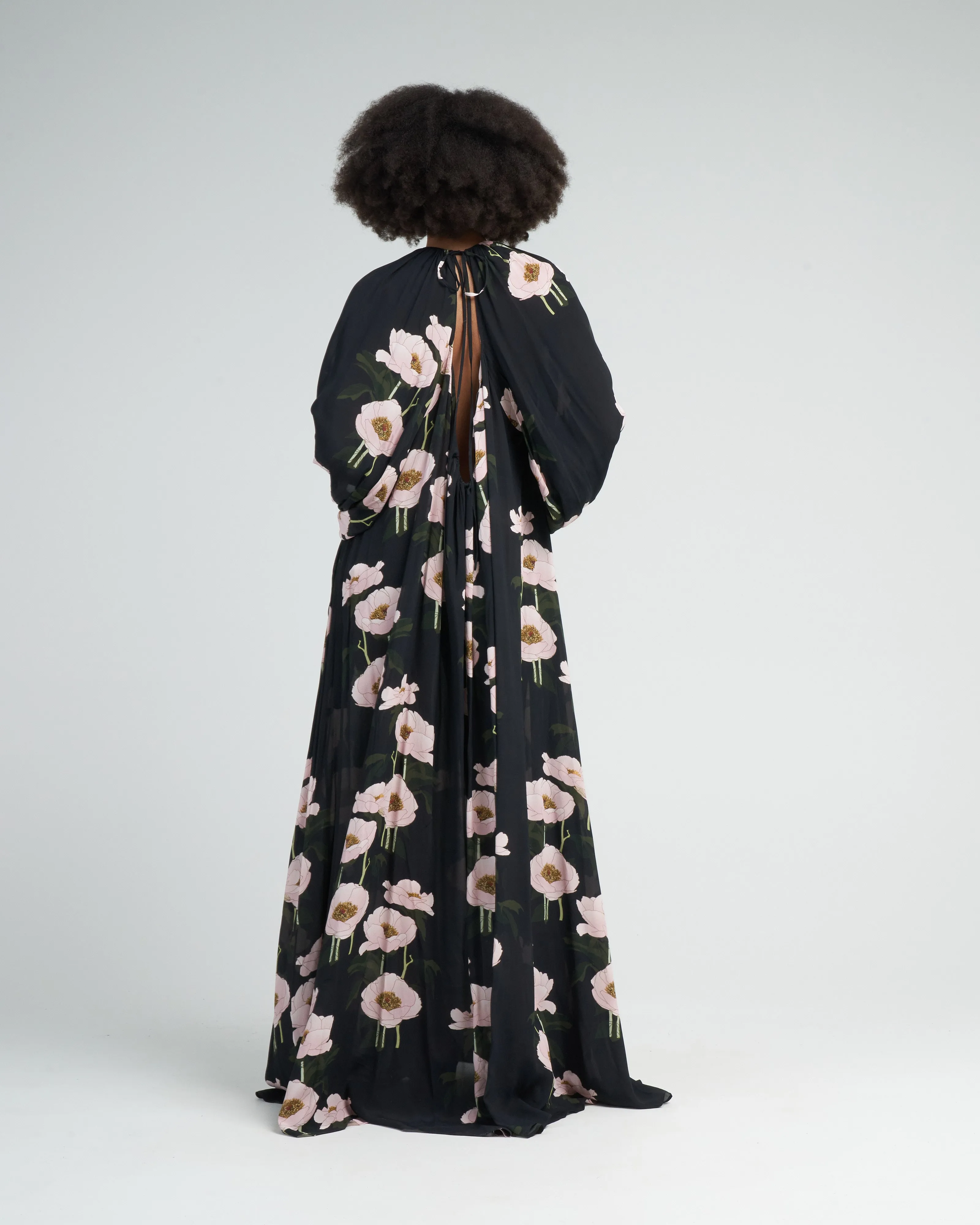 dress frida - big peonies black