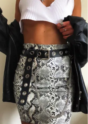 EDDA SNAKE PRINT FAUX LEATHER SKIRT