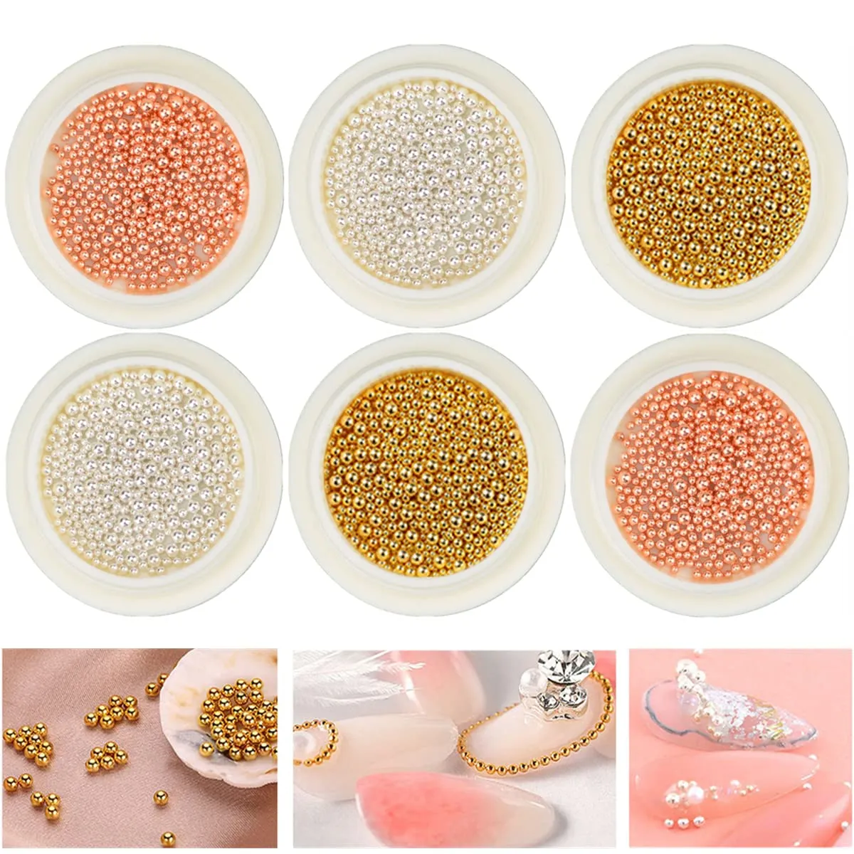 editTime 6 Wheels Mixed Sparkle Nail Art Rhinestones Diamonds Crystals Beads Artificial Pearls and Gold Silver Nail Studs Gems Metal Rivets Charms Hollow Moon Star Shaped (Micro mini stones kit)