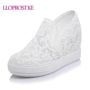Elegant Loafers Shoes Women Casual Lace Round toe Shoes