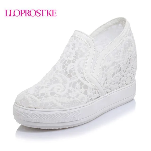 Elegant Loafers Shoes Women Casual Lace Round toe Shoes