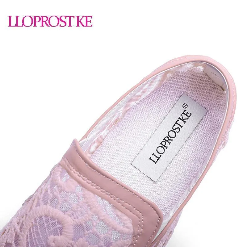 Elegant Loafers Shoes Women Casual Lace Round toe Shoes